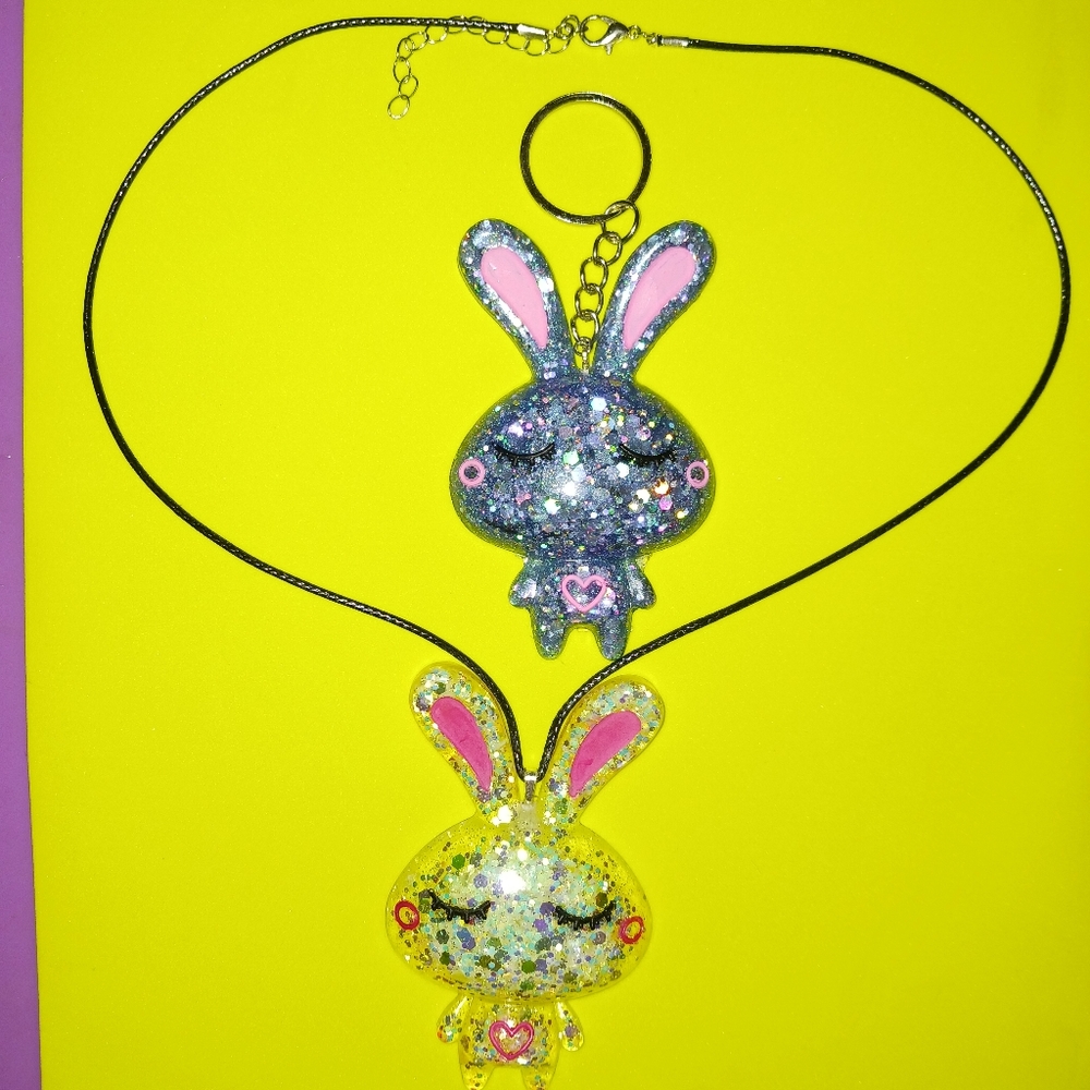 Acrylic Bunny I can make this any color and into a Keychain or cord necklace!